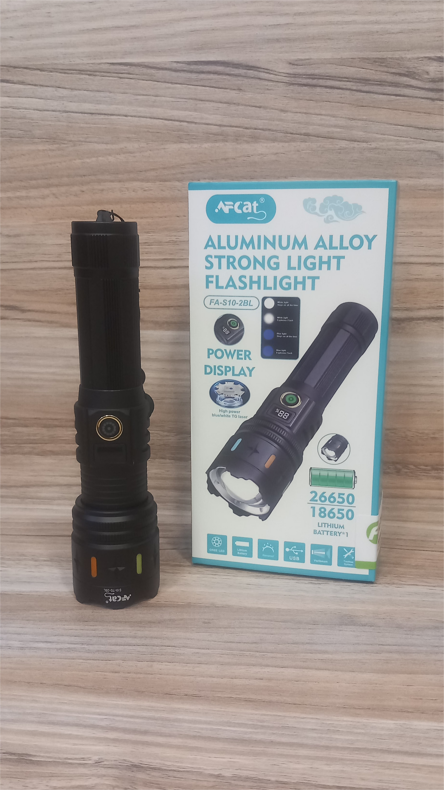 Επαναφορτιζόμενος φακός LED FA-S10-2BL