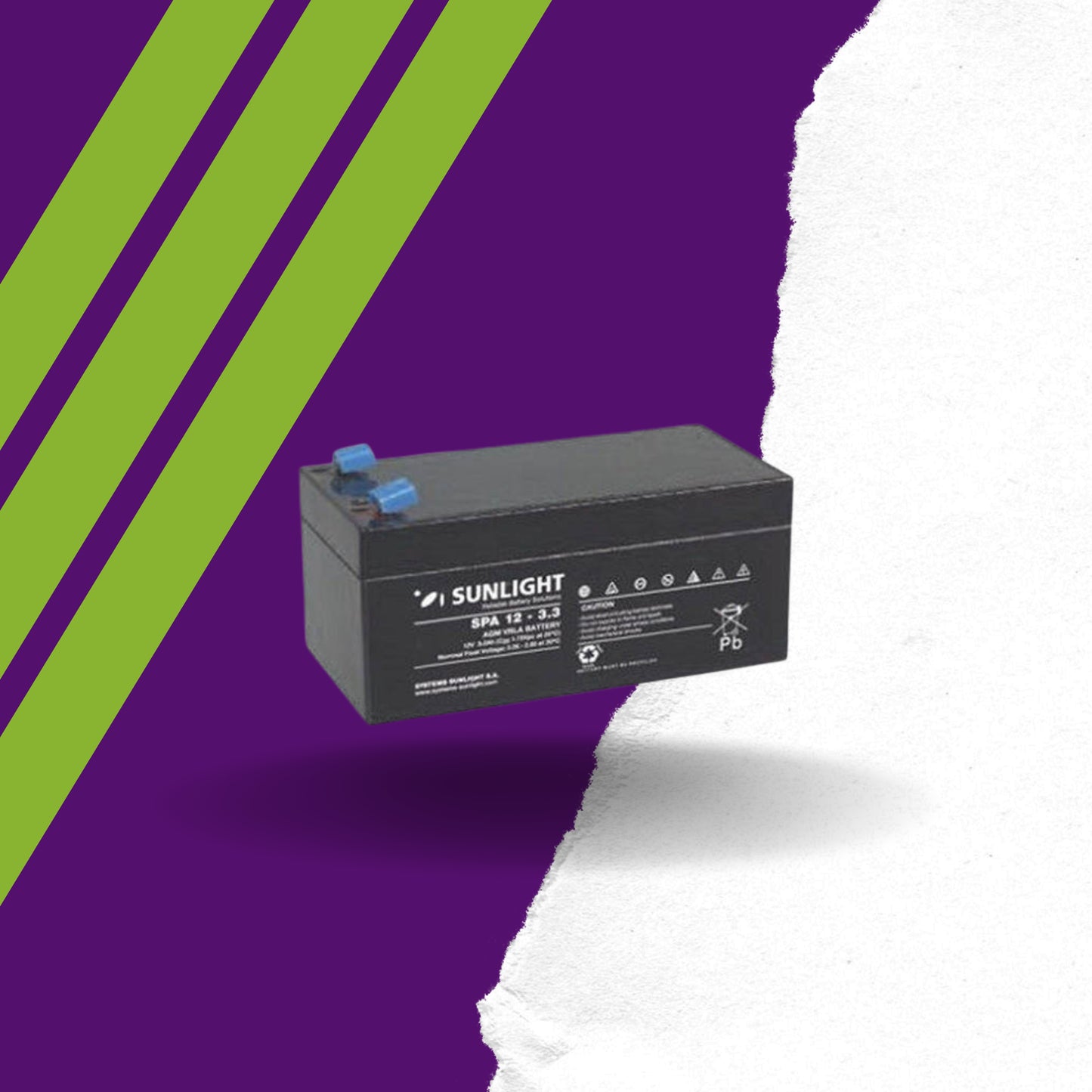 SUNLIGHT SPA 12V-1.3AH Επαναφορτιζόμενη Μπαταρία Μολύβδου Κλειστού Τύπου