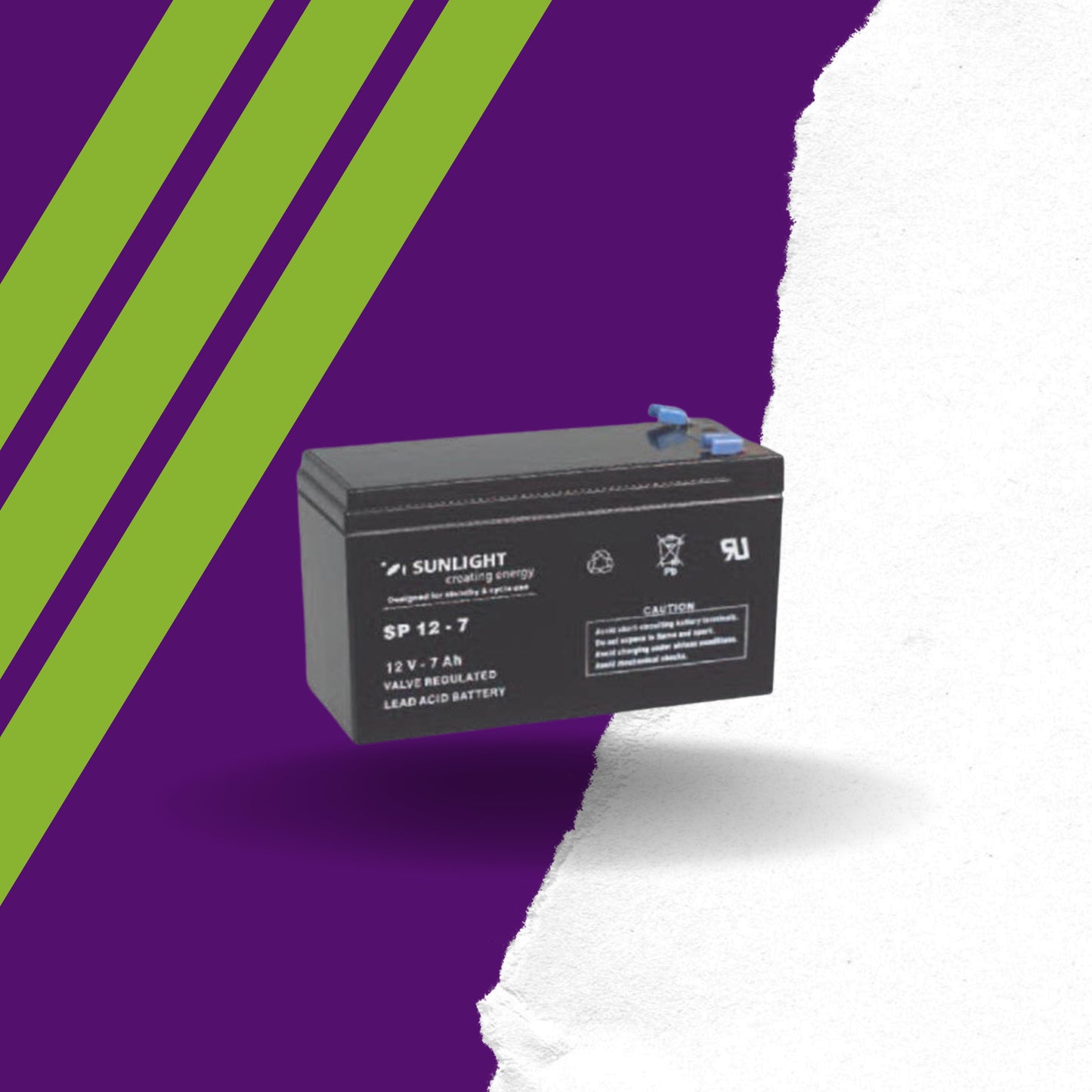 SUNLIGHT SPA 12V-7AH Επαναφορτιζόμενη Μπαταρία Μολύβδου Κλειστού Τύπου