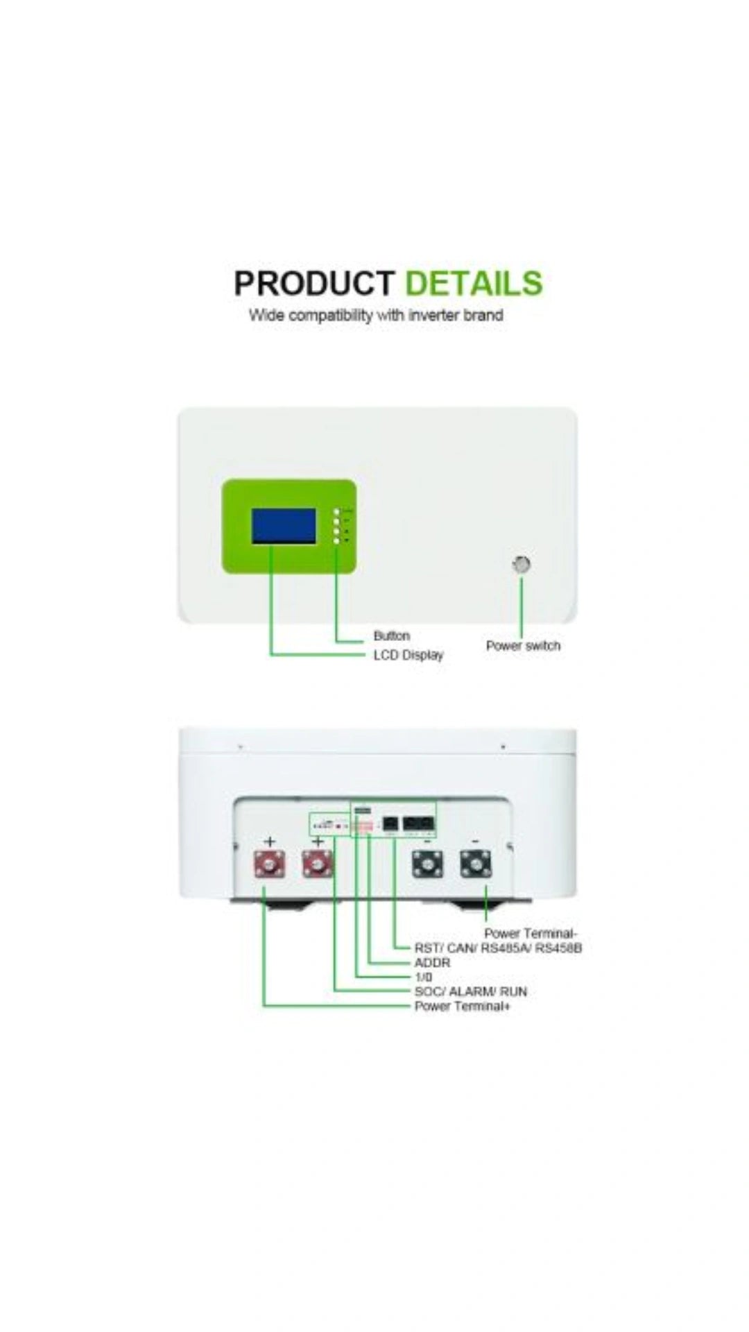Μπαταρία τοίχου LiFePO4 5.12kWh 51.2V 100Ah 6000 κύκλοι