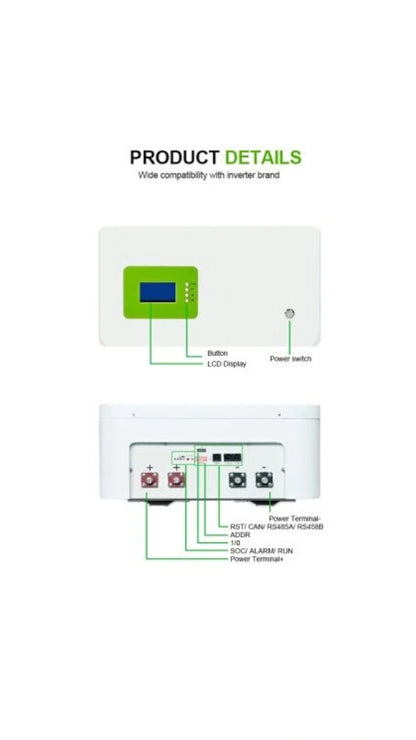 Μπαταρία τοίχου LiFePO4 5.12kWh 51.2V 100Ah 6000 κύκλοι