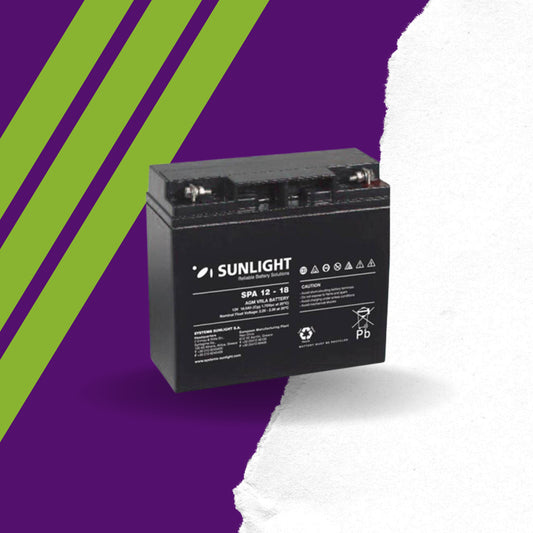 SUNLIGHT SPA 12V-18AH Επαναφορτιζόμενη Μπαταρία Μολύβδου Κλειστού Τύπου