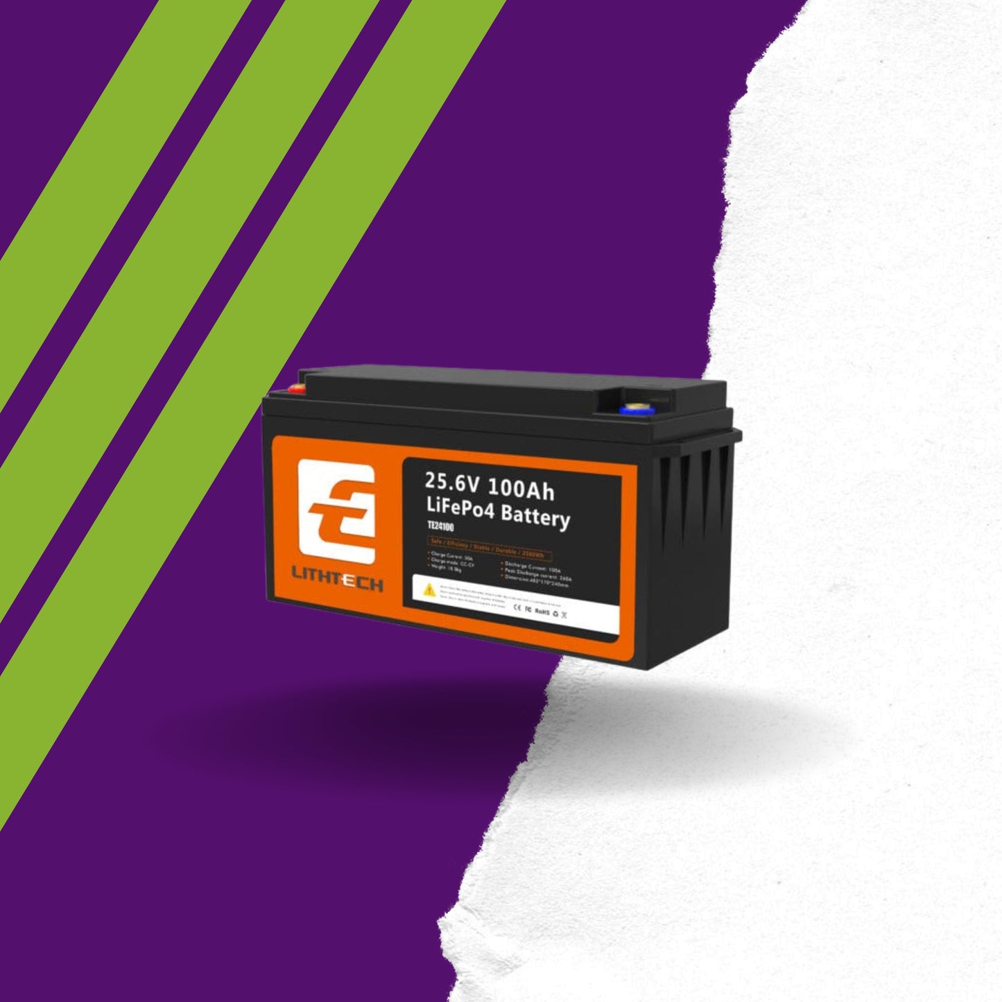 24V 100Ah lifePO4 battery with bluetooth lithtech