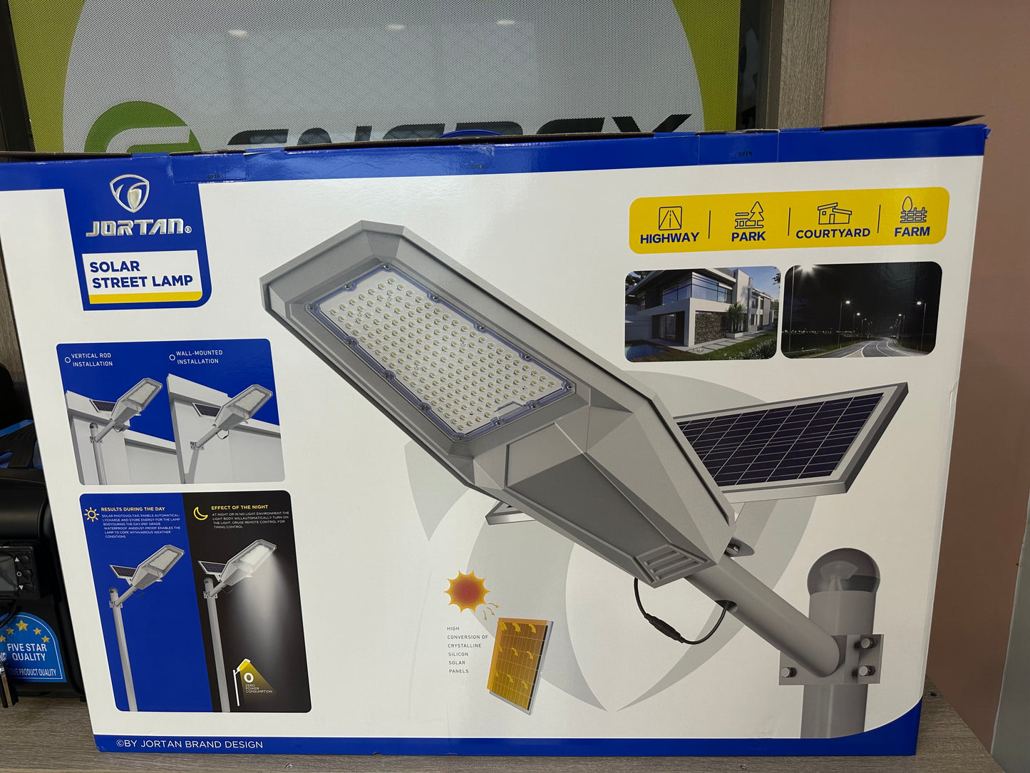 Ηλιακό Φωτιστικό Δρόμου Ψυχρό Λευκό με Τηλεχειριστήριο Jortan IP67 JT-ZJTZ-120W 55281967