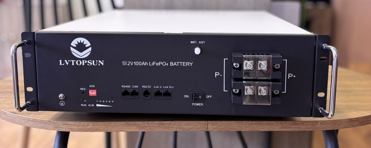 5.12kWh LiFePO4 Rack/Wall Battery TOPSUN 51.2V 100Ah 6000 Cycles WiFi Bluetooth